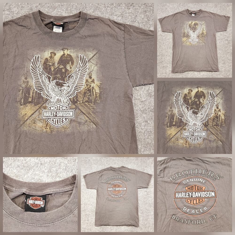 Harley Davidson Motorcycles Mens M Medium Heritage Biker Branford CT T Shirt